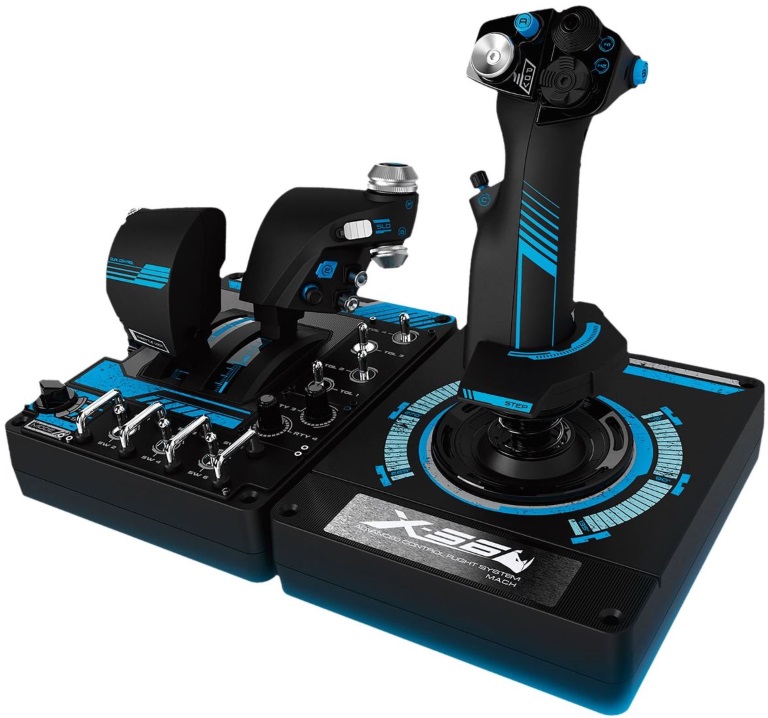 Logitech G X56 H.O.T.A.S. RGB Throttle & Stick Simulation Controller 6 DOF Pitch Roll Yaw Back Forward Up Down Left Right 4 Springs 189+ Programable