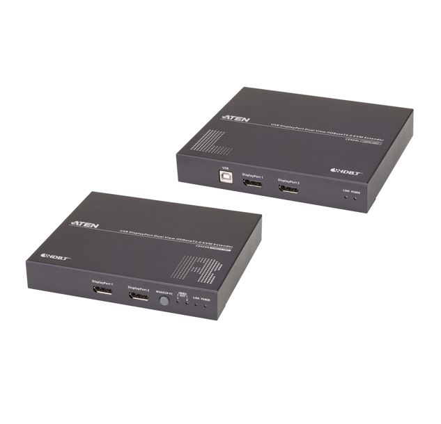 Aten CE924 USB DisplayPort Dual View HDBaseT™ 2.0 KVM Extender (4K@100m- Single View), EDID Buffer, HDCP Compatible, Built-in 8KV/15KV ESD protection