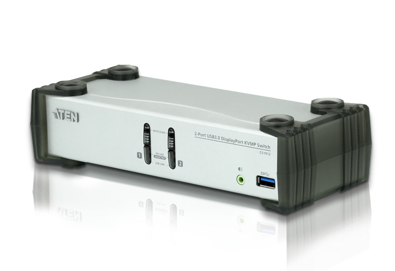 Aten Desktop KVMP Switch 2 Port Single Display DisplayPort w/ audio, Cables Included, 2x USB Port, Selection Via Front Panel