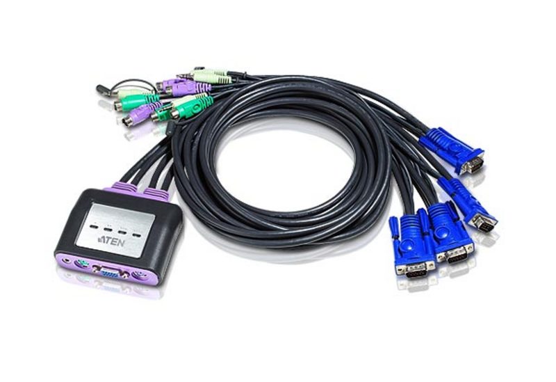Aten Petite 4 Port PS2 KVM Switch with Audio - Cables Built In