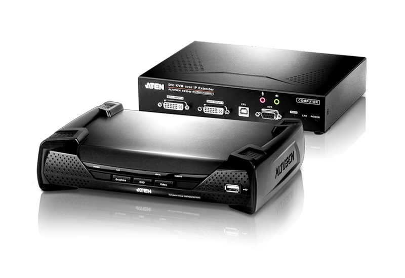 Aten DVI Dual Display KVM over IP Extender; 1920 x 1200 @ 60 Hz; 24-bit Color Depth, Flexible Connections, Supports Digital and Analog Video Otpt (LS)