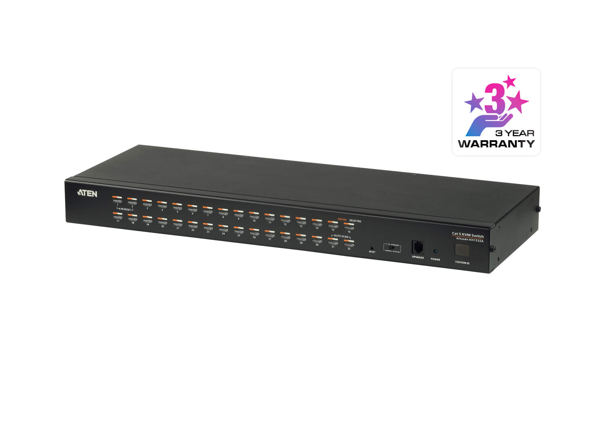 Aten Rackmount KVM Switch 1 Console 32 Port Multi-Interface Cat 5, KVM Cables NOT Included, Daisy Chainable for up to 1024 Devices,