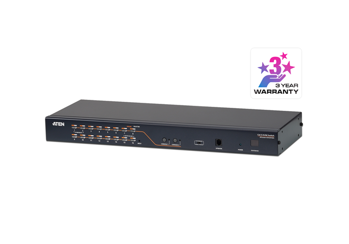 Aten Rackmount KVM Switch 2 Console 16 Port Multi-Interface Cat 5, KVM Cables NOT Included, Daisy Chainable for up to 256 Devices,