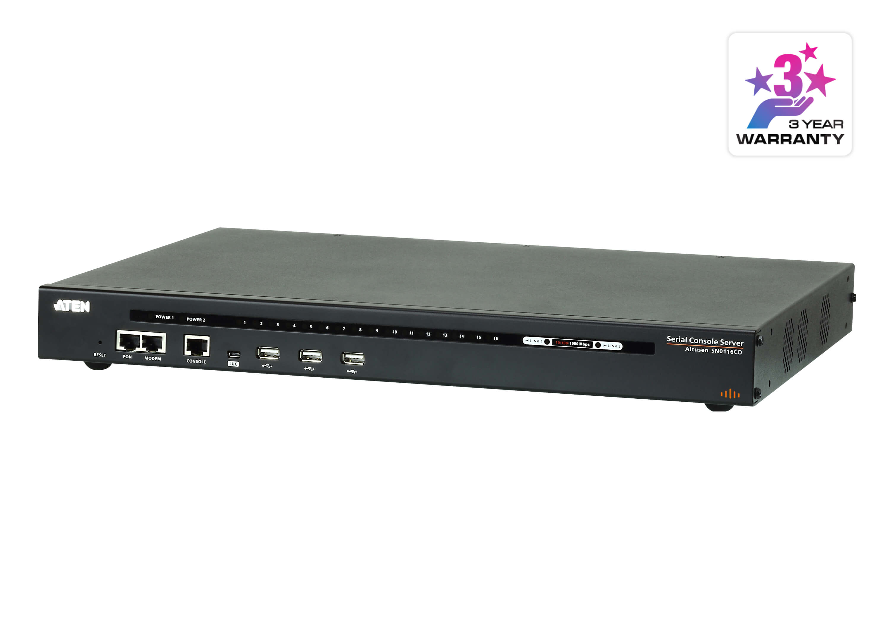 Aten 16 Port Serial Console Server over IP with dual AC Power, directly connect to Cisco switches without rollover cables, dual LAN Support