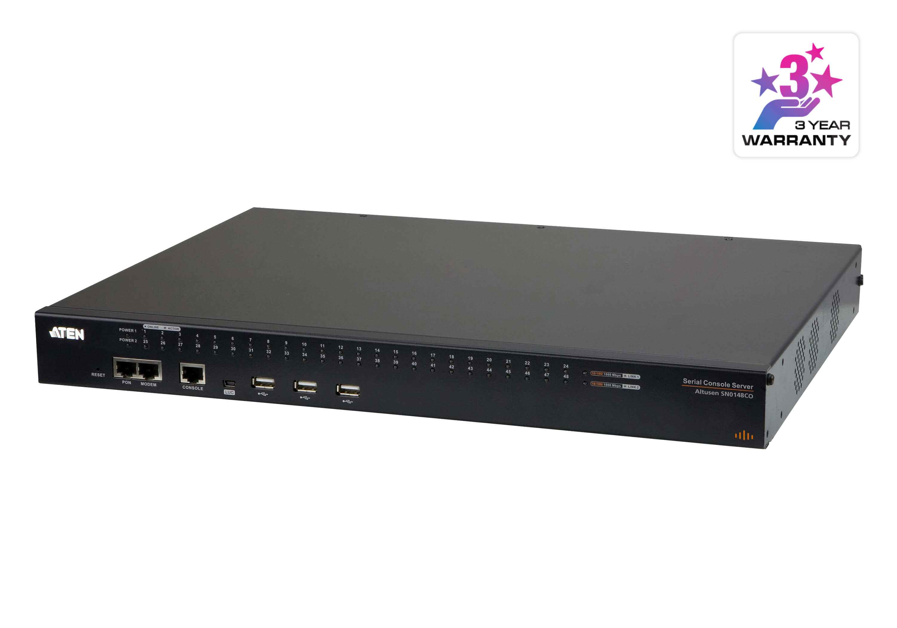 Aten 48 Port Serial Console Server over IP with dual AC Power, directly connect to Cisco switches without rollover cables, dual LAN Support