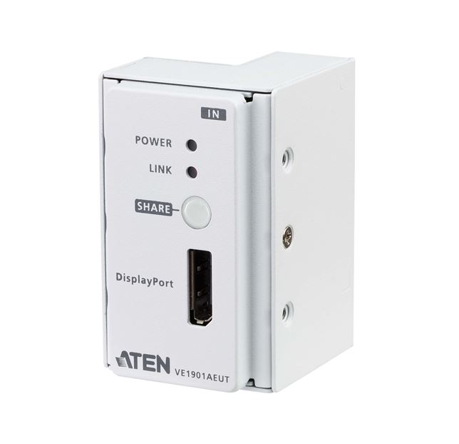 Aten VE1901AEUT DisplayPort HDBaseT-Lite Transmitter, built-in PoH, Support RS-332 channel transmission, Built-in 8KV/15KV ESD protection