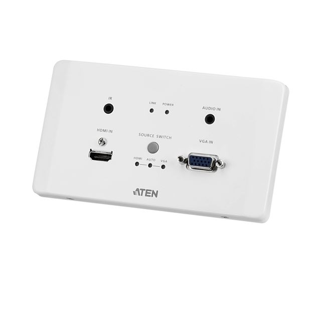 Aten VE2812AEUT HDMI & VGA HDBaseT Transmitter with EU Wall Plate / PoH (4K@100m) (HDBaseT Class A), Built-in PoH, Auto-switch