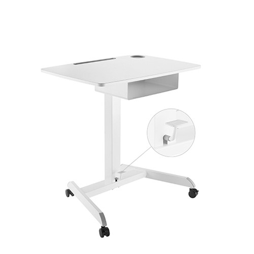 Brateck Height Adjustable Mobile Workstation With Drawer - White