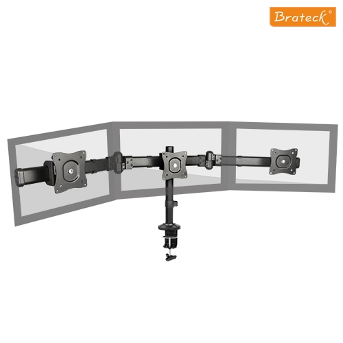 Brateck Triple Monitor Arm Mounts with Desk Clamp VESA 75/100mm Up to 27' Monitors Up to 8kg per screen VESA 75x75/100x100