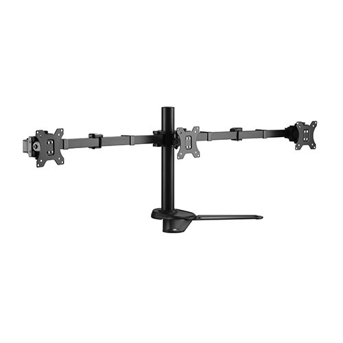 Brateck Triple Free Standing Monitors Affordable Steel Articulating Monitor Stand Fit Most 17'-27' Monitors Up to 7kg per screen VESA 75x75/100x100