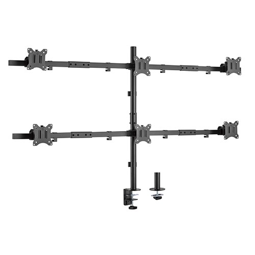 Brateck Pole Mount Six-Screen Monitor Mount Fit Most 17'-32' Monitors, Up to 7kg per screen VESA 75x75/100x100