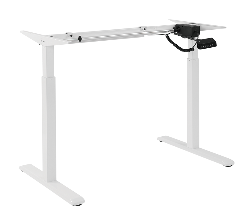 Brateck 2-Stage Single Motor Electric Sit-Stand Desk Frame with button Control Panel-White Colour (FRAME ONLY); Requires TP18075 for the Board