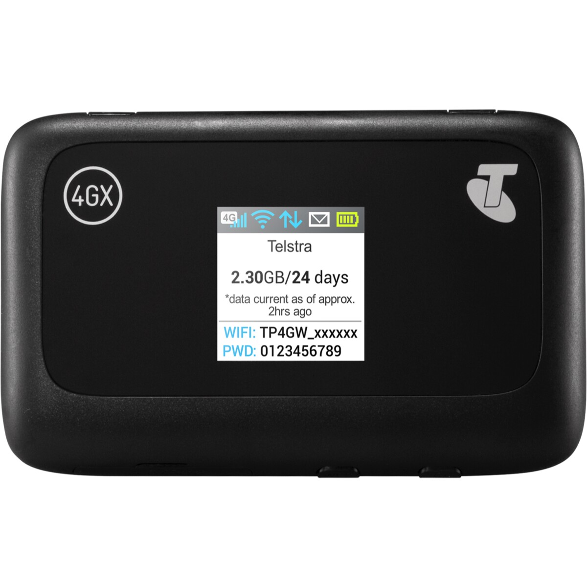 Telstra Pre-Paid 4GX Wi-Fi Plus - Black, Includes Pre-Paid SIM card + 5GB data Connect up to 10 Wi-Fi enabled devices, Battery life up to 8 hours,