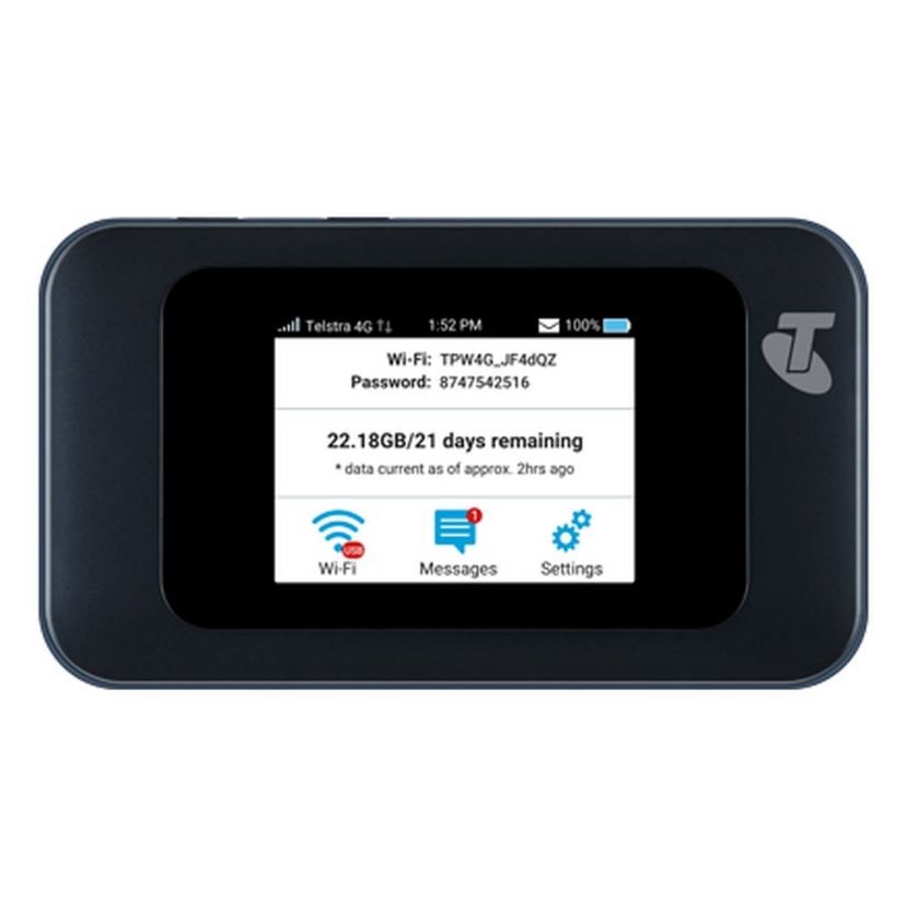 Telstra Pre- Paid 4GX MF985T Hotspot - Black, 20GB Data,  Connect up to 20 Wi-Fi enabled devices, Battery life up to 10 hours.