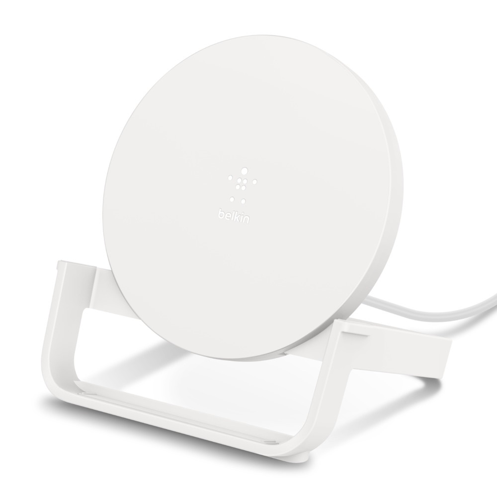 Belkin BOOST↑CHARGE™ Wireless Charging Stand 10W (AC Adapter Not Included) - White (WIB001btWH), Fast Wireless Charging, Charge in any orientation