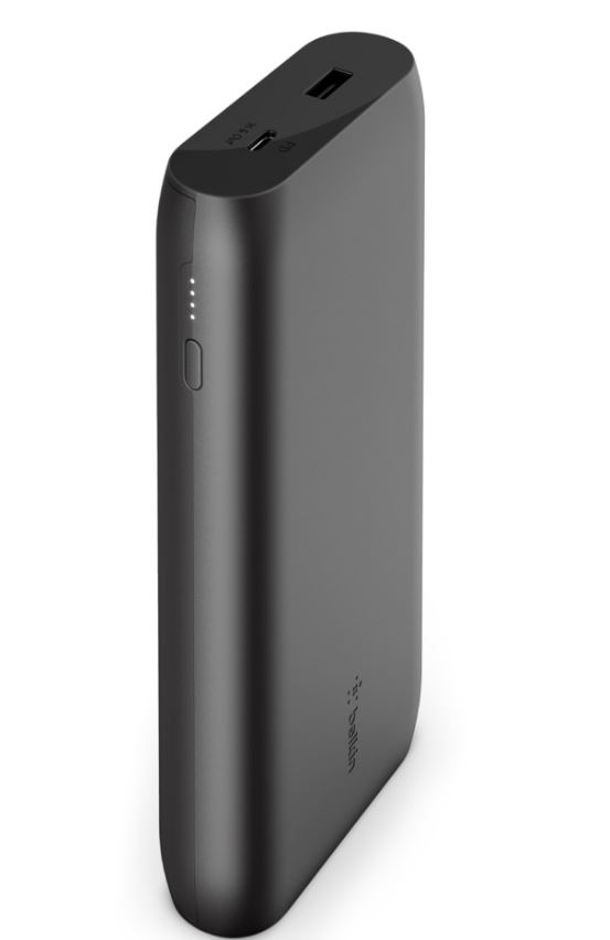 Belkin BOOST↑CHARGE™ Power Bank 5K (12W USB-A port) - Black (BPB004btBK), $2,500 Connected Equipment Warranty, USB-C port recharges faster, LED light