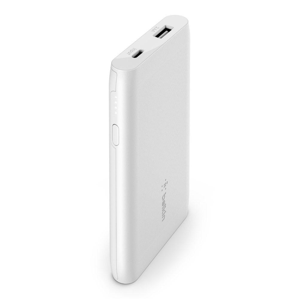 Belkin BOOST↑CHARGE™ Power Bank 5K  (12W USB-A port) - White (BPB004btWT), $2,500 Connected Equipment Warranty, USB-C port recharges faster