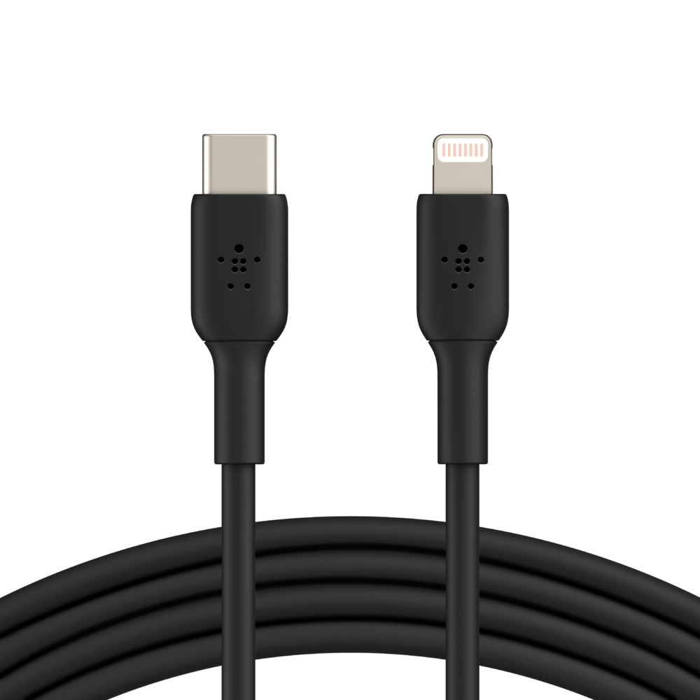 Belkin BOOST↑CHARGE™ USB-C to Lightning Cable (1m / 3.3ft) - Black (CAA003bt1MBK), Fast Charge Compatible, Tested to withstand 8,000+ bends