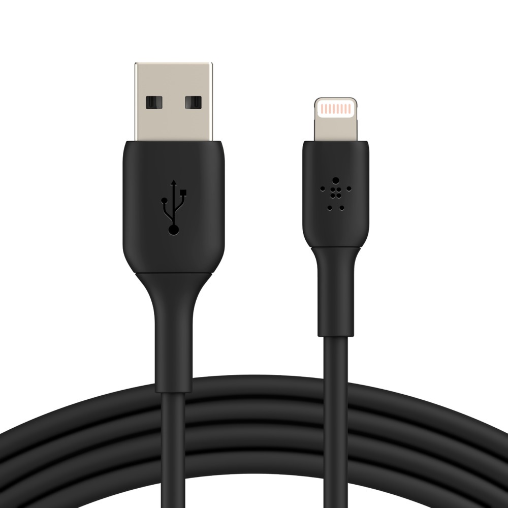 Belkin Boost↑Charge™ Lightning to USB A Cable (2m / 6.6ft) - Black (CAA001bt2MBK), MFi certified for peace of mind, Available in 3M/9.8FT, 2M/6.6FT