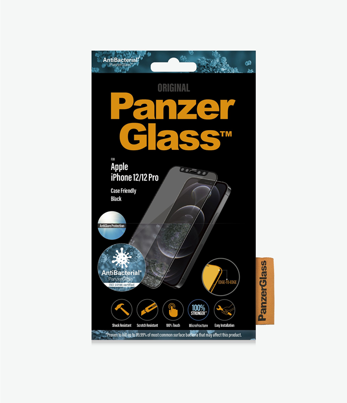 PanzerGlass™ Apple iPhone 12/12 Pro - Black - Anti-glare (2720) - Screen Protector - Rounded edges, Crystal clear, Scratch resistant, Shock resistant