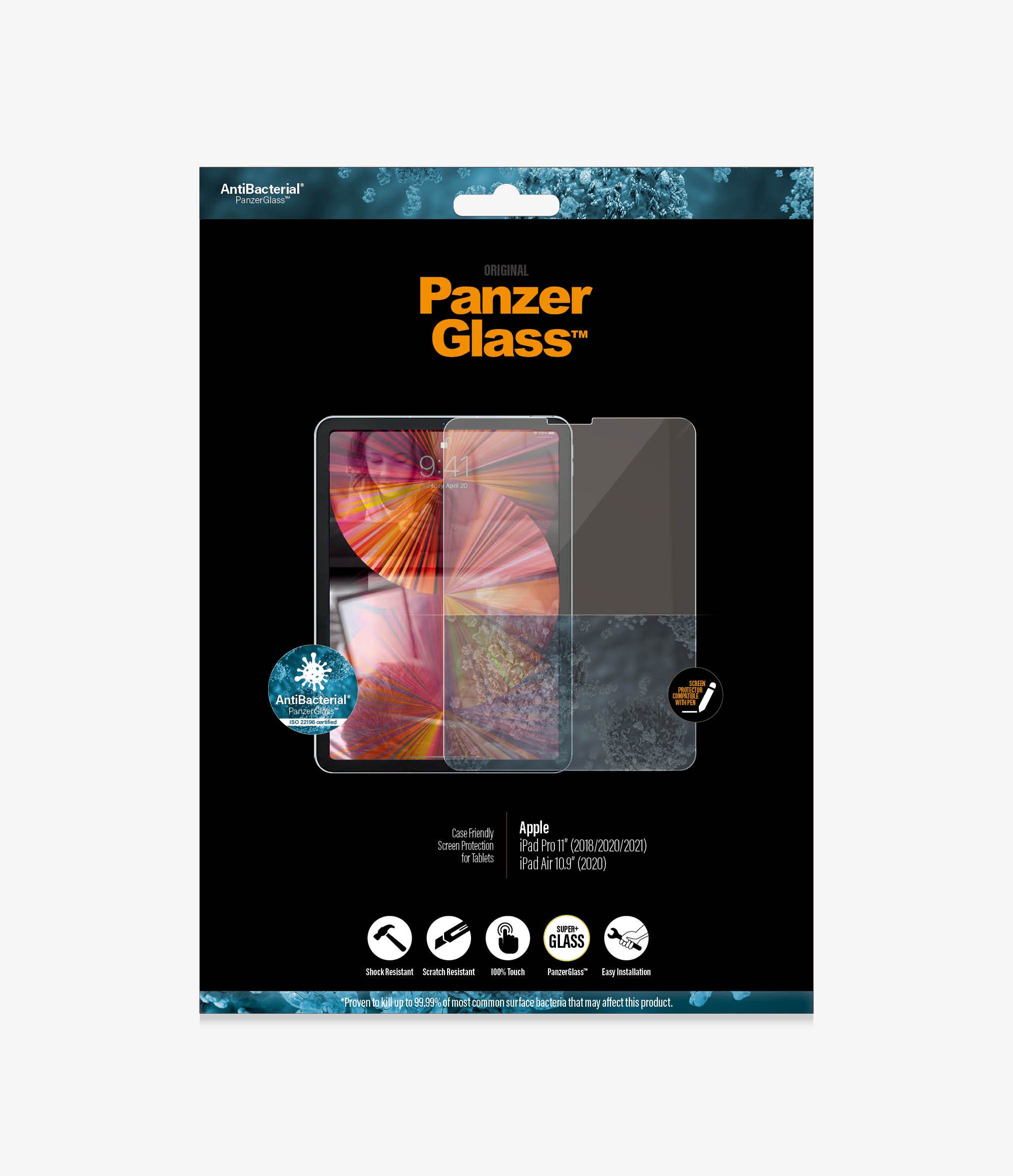 PanzerGlass™ Apple iPad Pro 11' (2018/2020/2021) & iPad Air (2020) - AntiBacterial (2655) - Screen Protector - Full Frame Coverage, Rounded edges