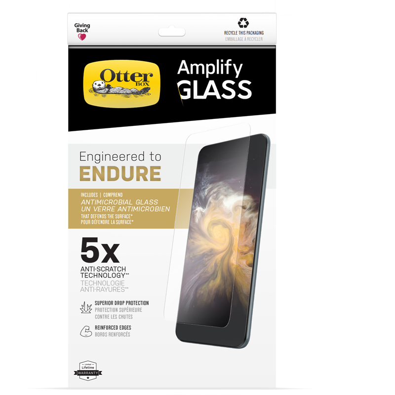 OtterBox Apple iPhone 13 and iPhone 13 Pro Amplify Glass Antimicrobial Screen Protector - Antimicrobial  (77-85948), 5X Greater Scratch Resistance