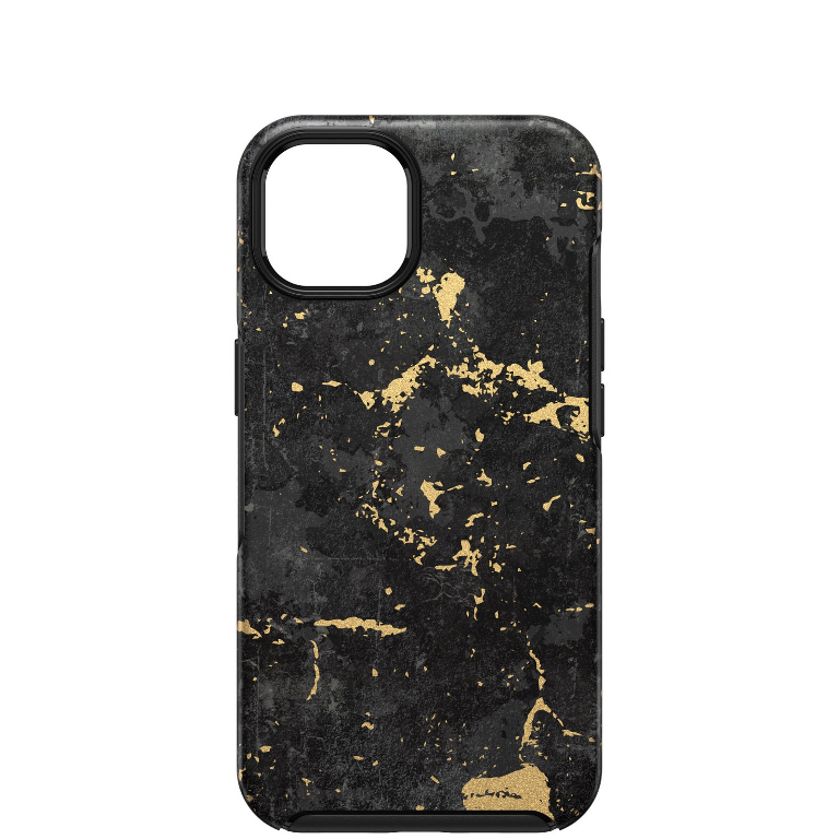OtterBox Apple iPhone 13 Symmetry Series Antimicrobial Case - Enigma Graphic (Black/Gold) (77-85373),  Wireless Charging Compatible, Ultra-Thin Design