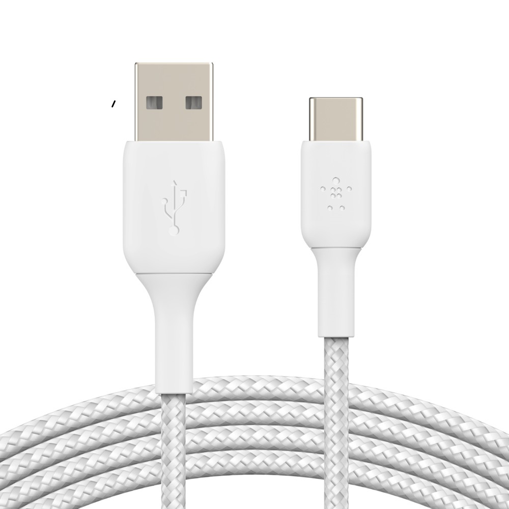 Belkin BOOST↑CHARGE™ Braided USB-C to USB-A Cable (15cm / 6in) - White (CAB002bt0MWH), USB-IF certified to ensure compatibility, Multiple Lengths