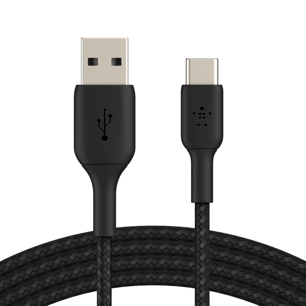 Belkin BOOST↑CHARGE™ Braided USB-C to USB-A Cable (3m / 9.8ft,) - Black (CAB002bt3MBK), USB-IF certified to ensure compatibility, Multiple Lengths