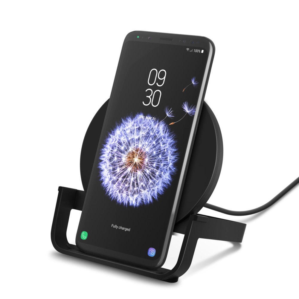 Belkin BOOST↑CHARGE™ Wireless Charging Stand 10W (AC Adapter Not Included) - Black (WIB001btBK), Fast wireless charging, Charge in any orientation