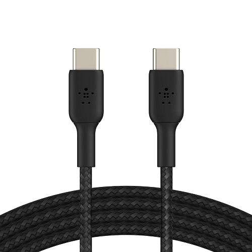 Belkin BOOST↑CHARGE™ Braided USB-C to USB-C Cable (1m / 3.3ft) - Black (CAB004bt1MBK), Supports fast charging, Enhanced braided nylon exterior