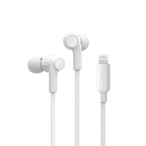 Belkin SOUNDFORM™ Headphones with Lighting Connector - White (G3H0001btWHT), Tangle-Free, Built-in Microphone, Water Resistant
