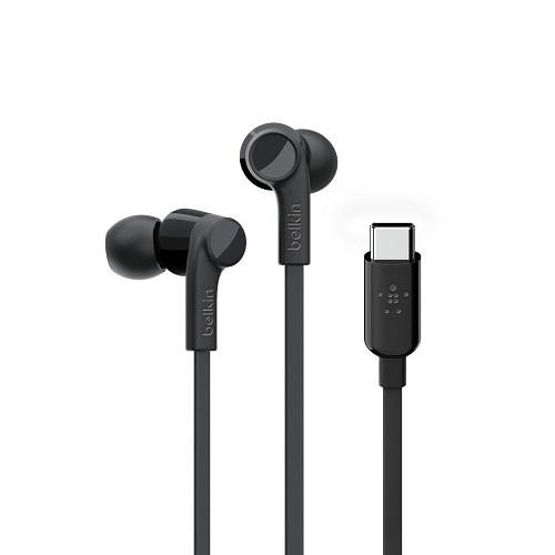 Belkin SOUNDFORM™ Headphones with USB-C Connector (USB-C Headphones) - Black (G3H0002btBLK), Water Resistant, Built-in Microphone, Tangle-Free