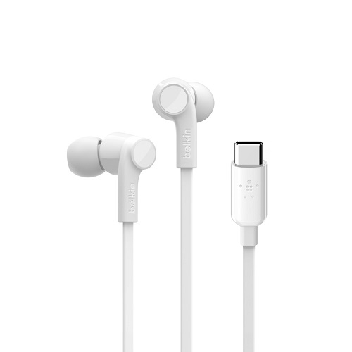 Belkin SOUNDFORM™ Headphones with USB - C Connector (USB-C Headphones) - White (G3H0002btWHT), Tangle-Free, Built-in Microphone, Water Resistant