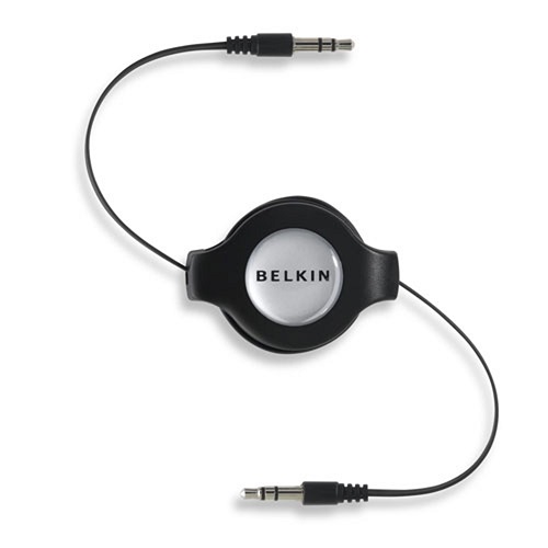 Belkin Retractable Car-Stereo Cable for iPod and iPhone - Black (F3X1980-4.5-BLK), connects to the mini-stereo jacks on other portable audio equipment