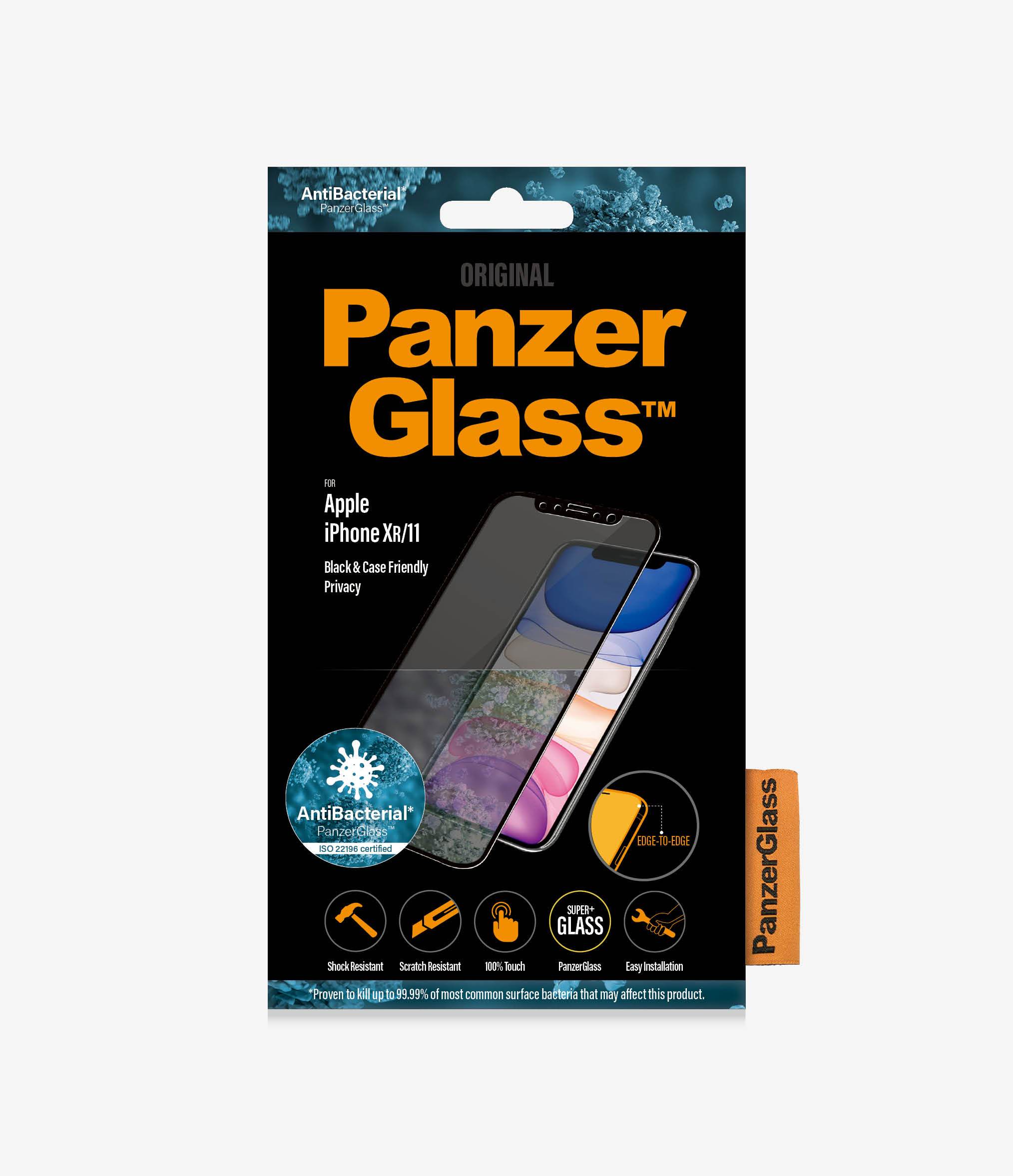 PanzerGlass™ Apple iPhone XR/11 - AntiBacterial (2665) - Screen Protector - Full frame coverage, Rounded edges, Crystal clear, 100% touch preservation