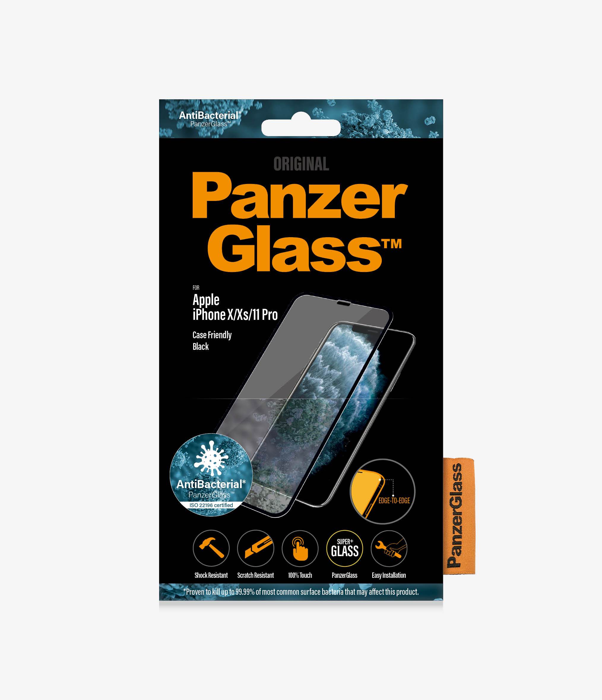 PanzerGlass™ Apple iPhone X / Xs / 11 Pro - AntiBacterial (2664) - Screen Protector -  Full frame coverage, Rounded edges, 100% touch preservation