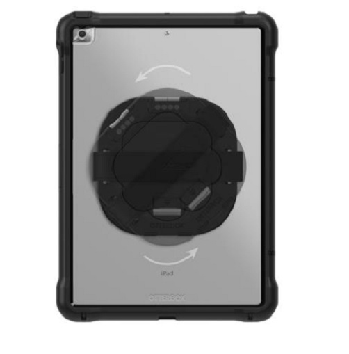 OtterBox Apple iPad 10.2 (7th, 8th, and 9th gen) Unlimited Series Case with Kickstand and Hand Strap + Screen Protector - Black Crystal (Clear/Black)