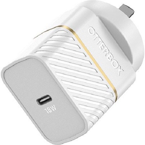 OtterBox USB-C Fast Charge Wall Charger (Type I) - 18W - Cloud Dust White (78-80028), Up To 3.6X Faster-Charging, Ultra-Safe, Highly Efficient