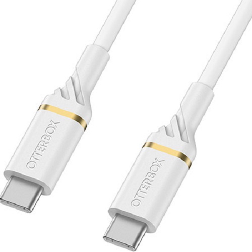 OtterBox USB-C to USB-C Fast Charge Cable - Cloud Dust White (78-52672), Up To 4X Faster Charging, Bend/Flex Tested 3000 Times