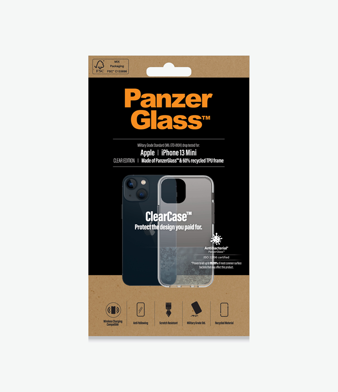 PanzerGlass™ ClearCase™Apple iPhone 13 Mini - ClearCase (0312), Military grade standard,Scratch resistance