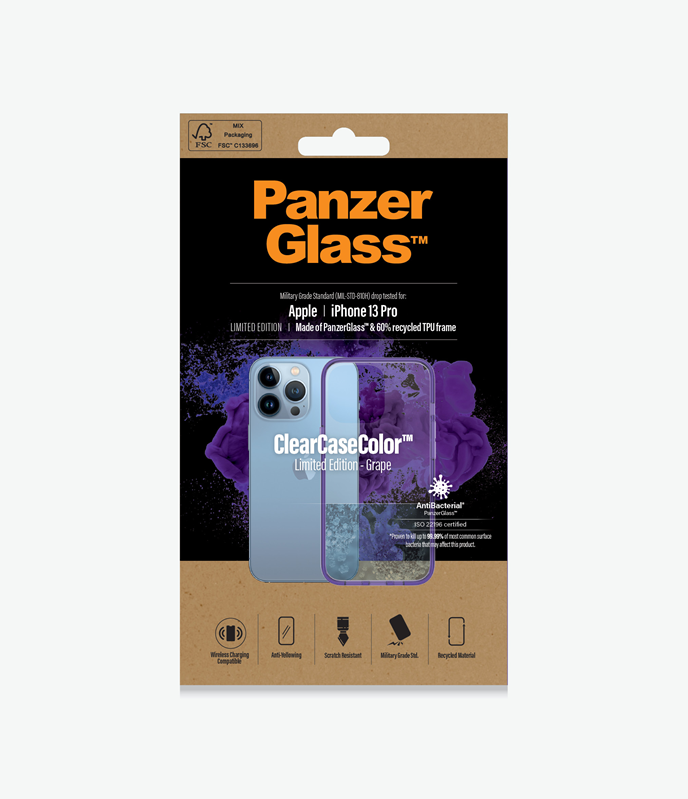 PanzerGlass™ ClearCaseColor™ Apple iPhone 13 Pro - Grape Limited Edition (0337), Scratch resistance, Weather resistant, Full access to all functions