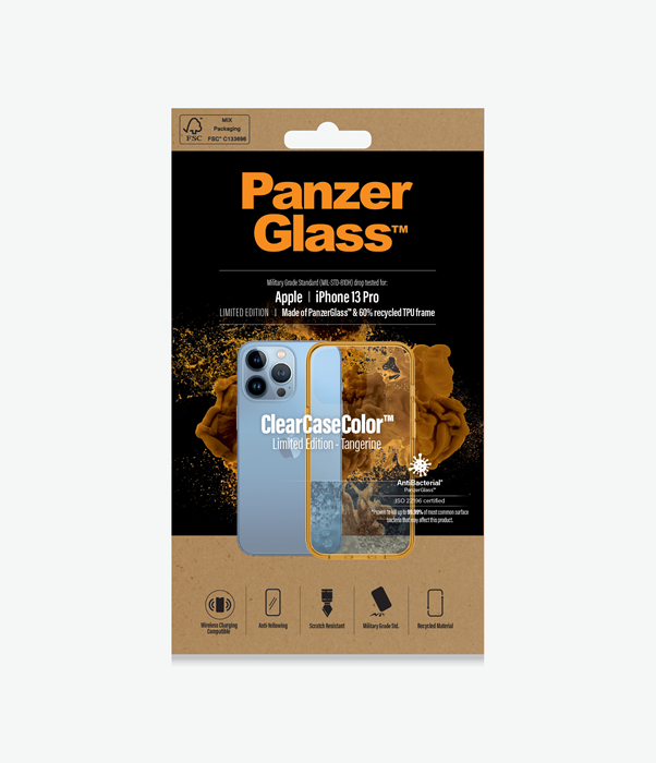 PanzerGlass™ ClearCaseColor™ Apple iPhone 13 Pro - Tangerine Limited Edition (0338), Scratch resistance, Anti-Yellowing, Full access to all functions