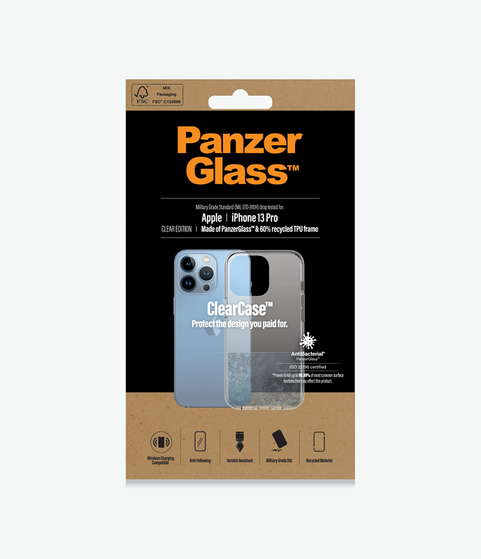 PanzerGlass™ ClearCase™ Apple iPhone 13 Pro - ClearCase (0322), Scratch resistance, Anti-Yellowing, Weather resistant, Full access to all functions