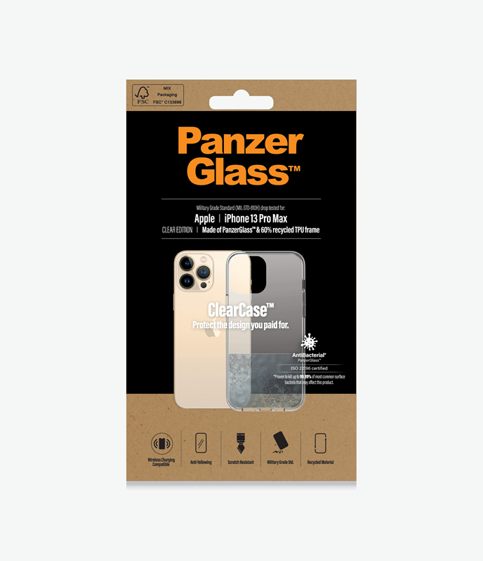 PanzerGlass™ ClearCase™ Apple iPhone 13 Pro Max - ClearCase (0314), Scratch resistance, Anti-Yellowing, Weather resistant, Military grade standard