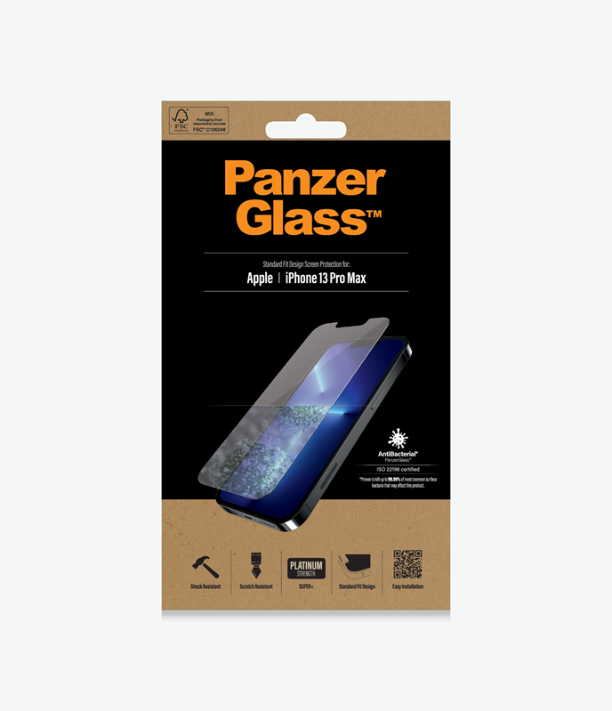 PanzerGlass™ Apple iPhone 13 Pro Max - (2743) - Screen Protector - Resistant to scratches and bacteria, Shock absorbing, Crystal clear, 100% touch