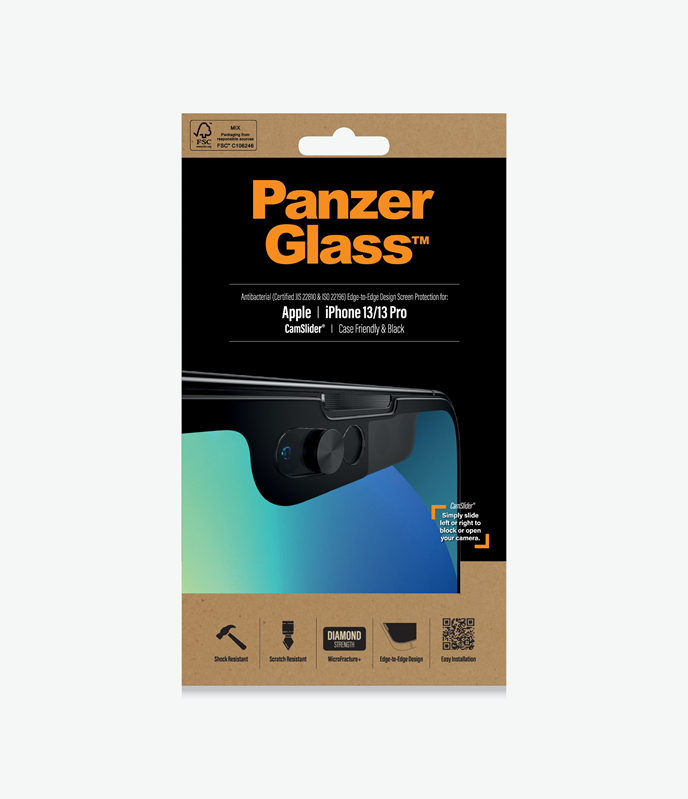 PanzerGlass™ Apple iPhone 13/13 Pro - CamSlider® - (2748) - Screen Protector - Resistant to scratches and bacteria, Shock absorbing, Crystal clear