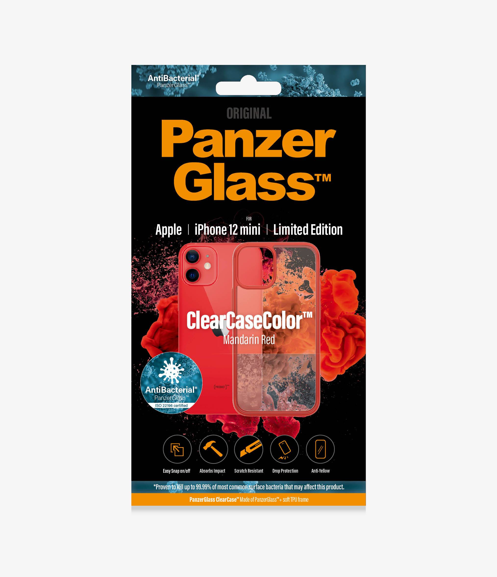PanzerGlass™ ClearCaseColor™ Apple iPhone 12 mini - Mandarin Red Limited Edition (0279), Slim fashionable design, Tempered anti-aging glass back
