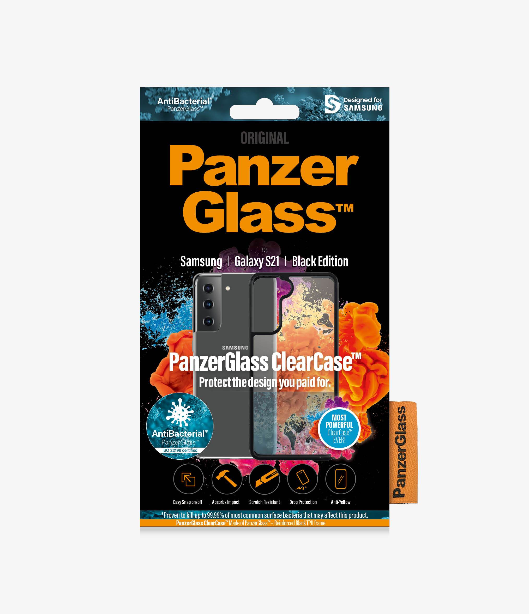 PanzerGlass™ ClearCase™ Samsung Galaxy S21 - Black Edition (0261), Protection against Drops, Dust and Scratches, Compatible with wireless charging