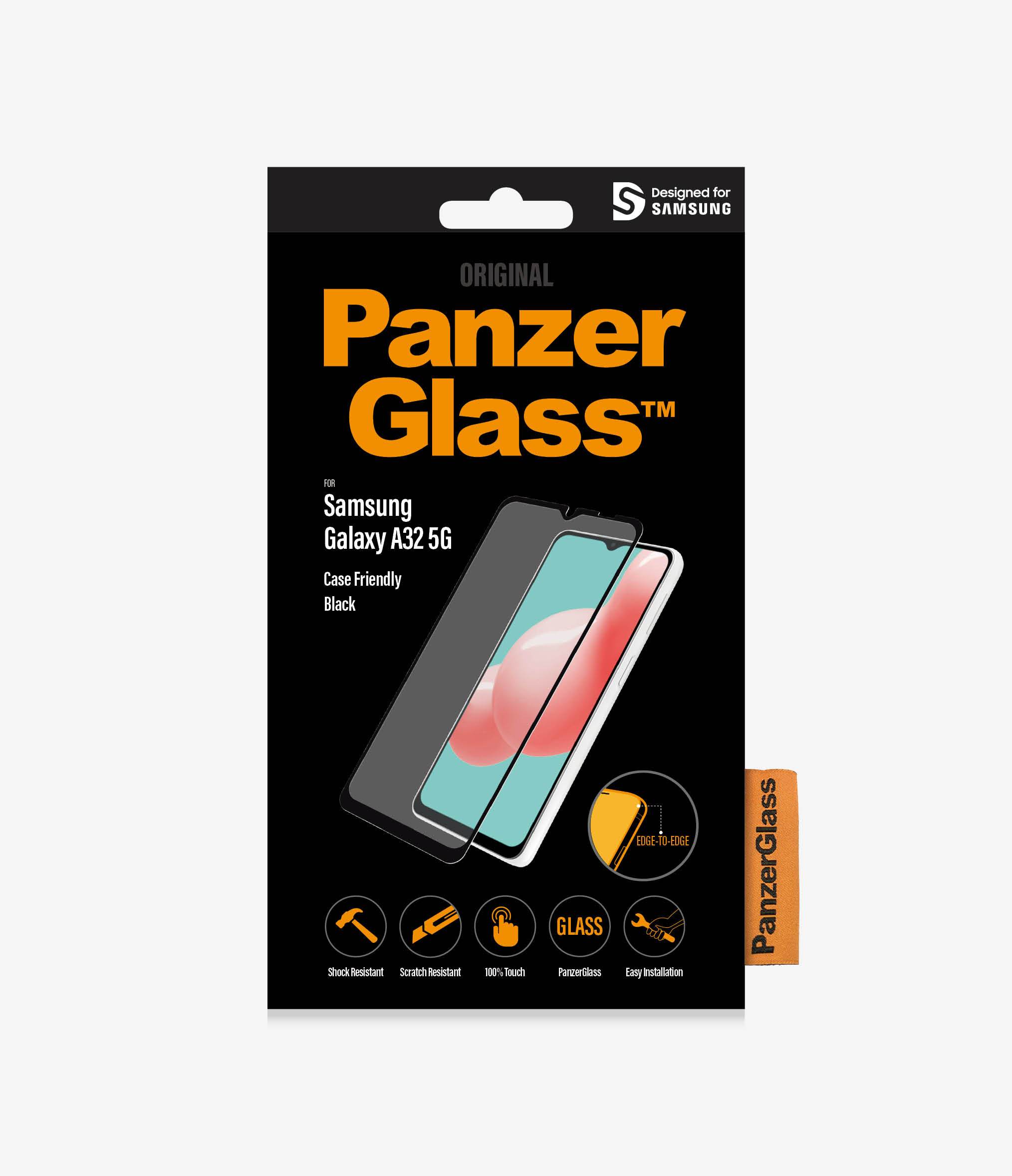 PanzerGlass™ Samsung Galaxy A32 5G - Black (7252) - Screen Protector - Full Frame Coverage, Rounded Edges, Crystal Clear, 100% touch preservation